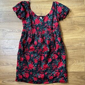 Hope & Henry 100% Cotton Floral Puff Sleeve Empire Waist Babydoll Dress Size 8